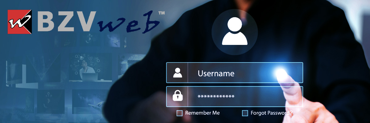 Secure digital login interface for the myBZV Client Portal, featuring encrypted username and password fields and the BZVweb™ technical infrastructure logo for active mission partner coordination. Alt Text (Spanish): Interfaz de inicio de sesión segura para el Portal del Cliente myBZV, con campos de usuario y contraseña cifrados y el logotipo de infraestructura técnica BZVweb™ para la coordinación de socios de misión activos.